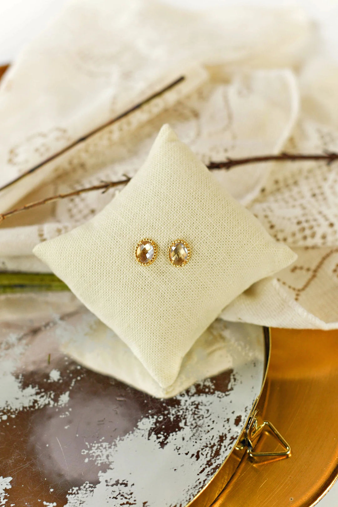TJD Mallory Stud Earrings- CZ