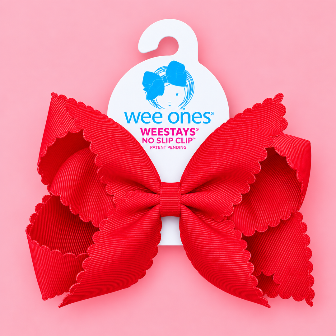 Wee Ones-King Grosgrain Hair Bow Scalloped Edge