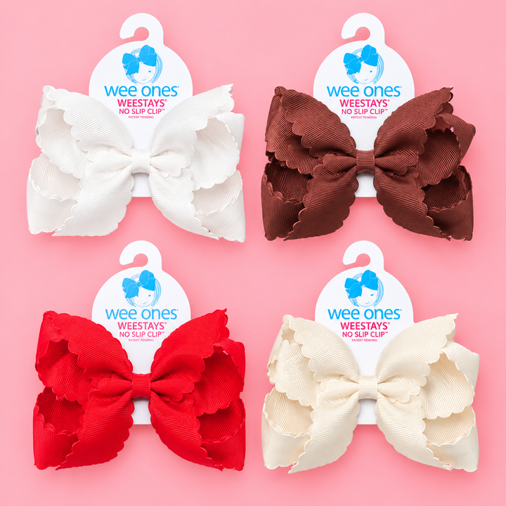Wee Ones-King Grosgrain Hair Bow Scalloped Edge