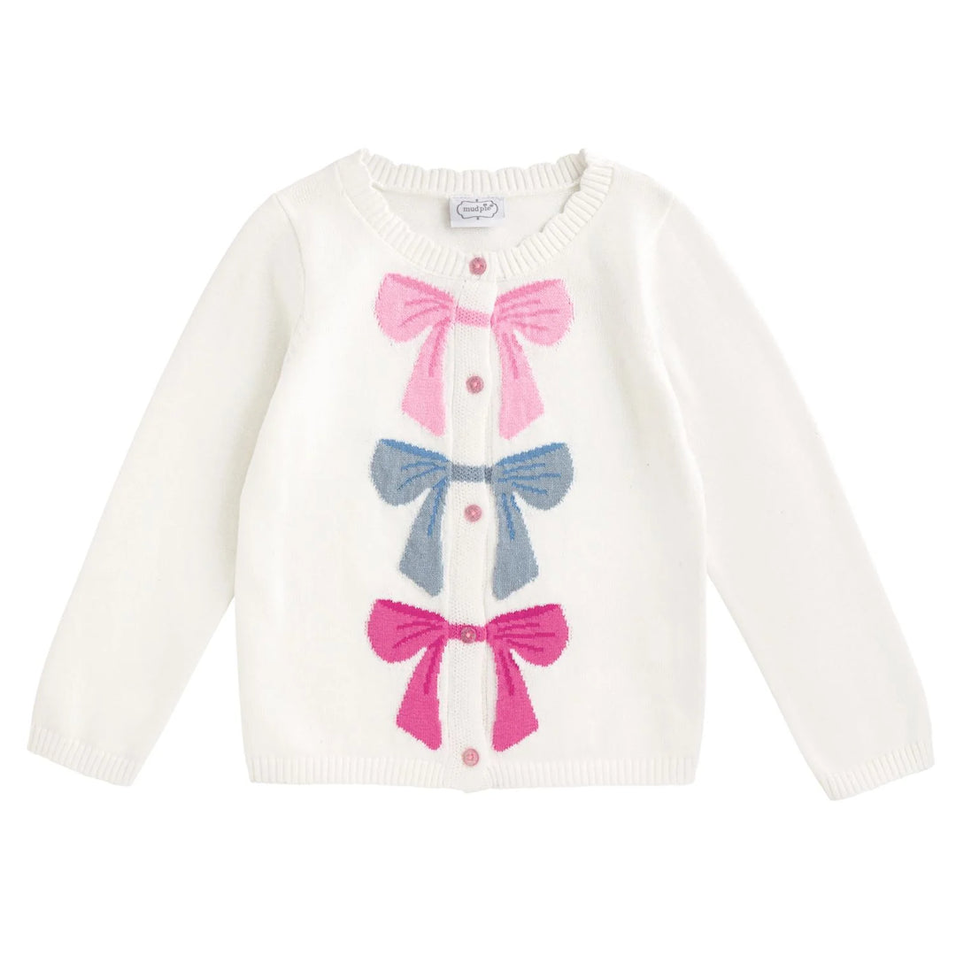 Mud Pie-Multi Bow Cardigan Sweater-2T-3T