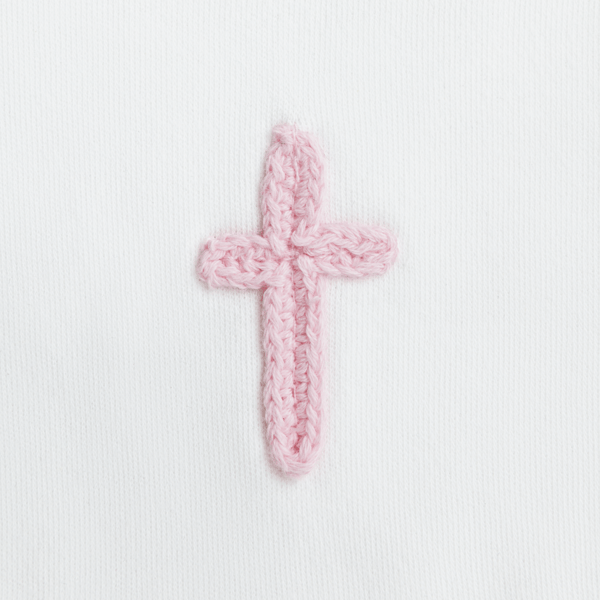 Mud Pie-PINK CROCHET CROSS BIB