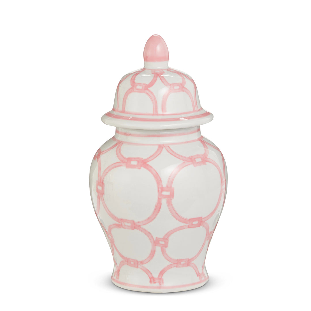 8.5" Pink and White Pattern Ginger Jar