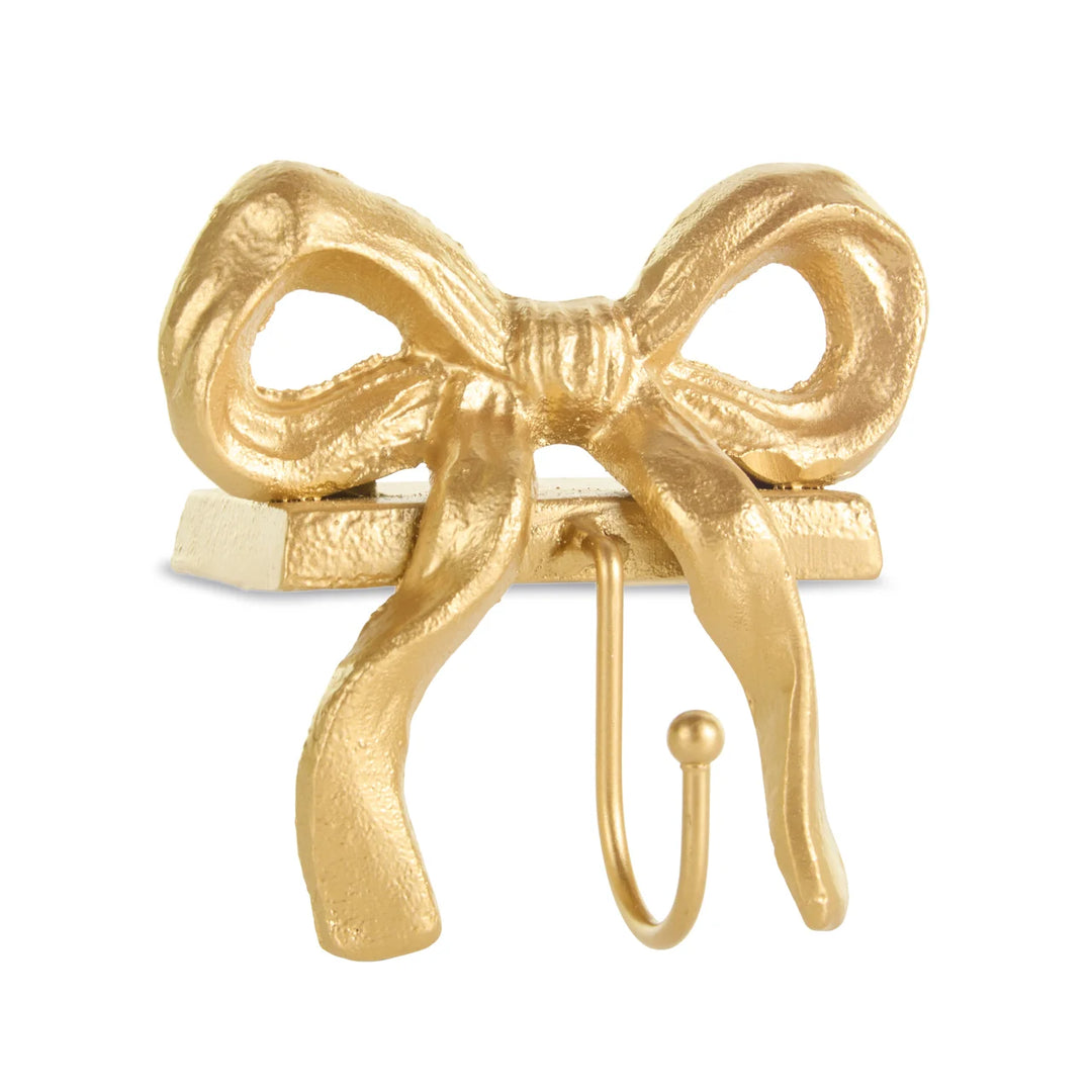 RAZ Imports 5" Gold Bow Iron Christmas Stocking Holder (LH)