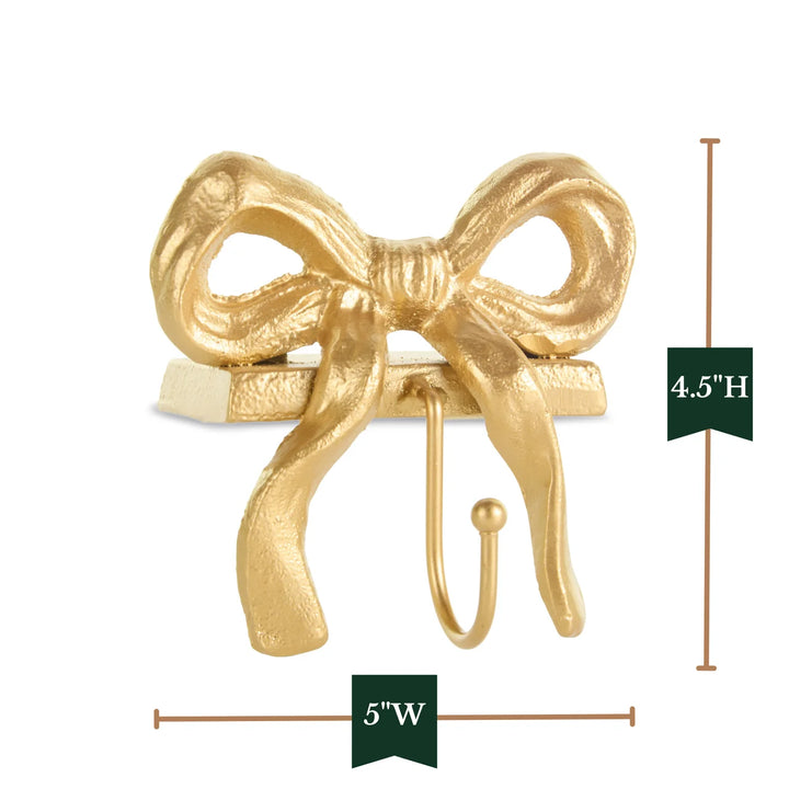 RAZ Imports 5" Gold Bow Iron Christmas Stocking Holder (LH)