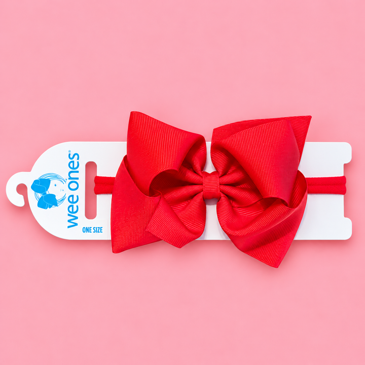 Wee Ones-Mini King Grosgrain Hair Bow on Baby Band