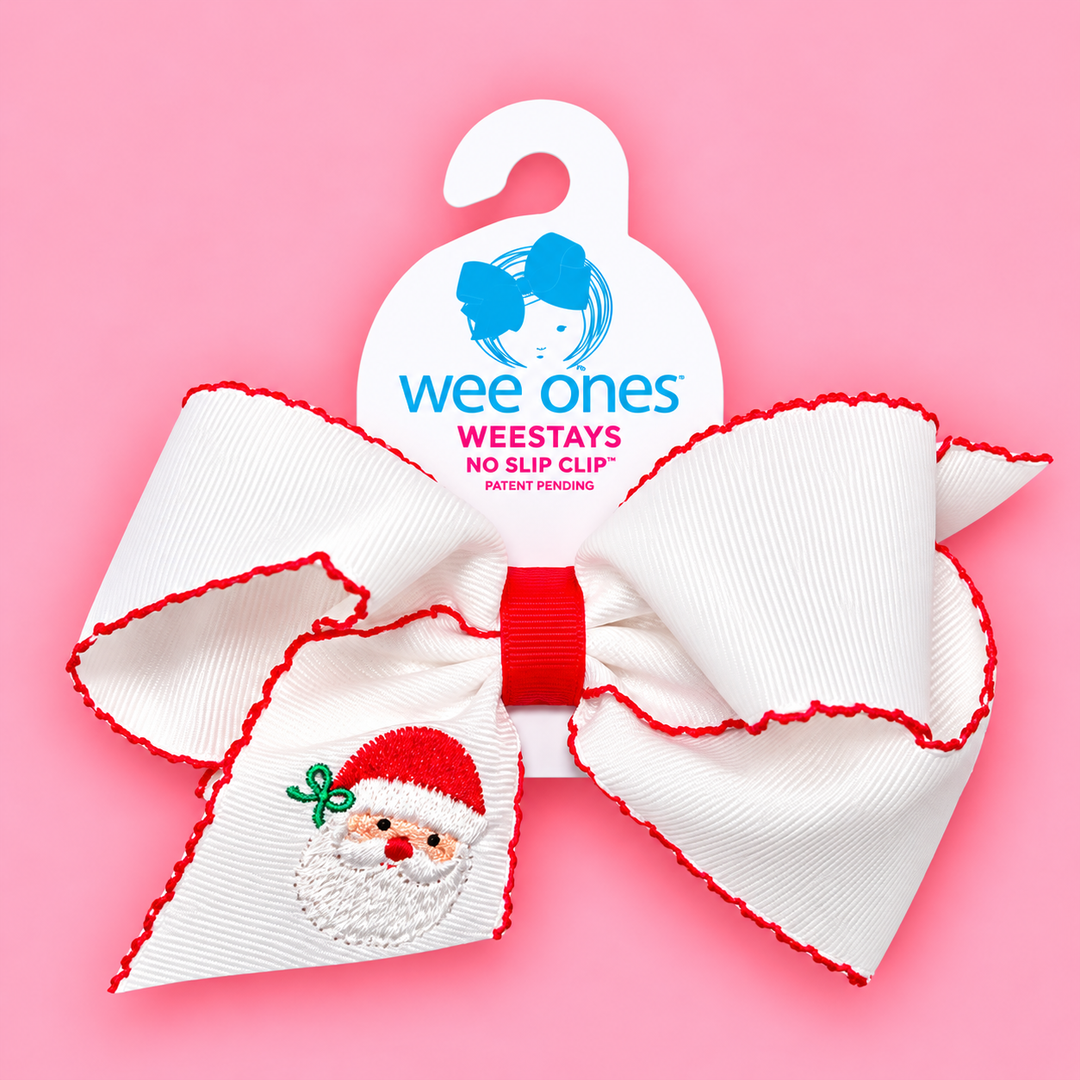 Wee Ones-Moonstitch Santa Embroidered Hair Bow