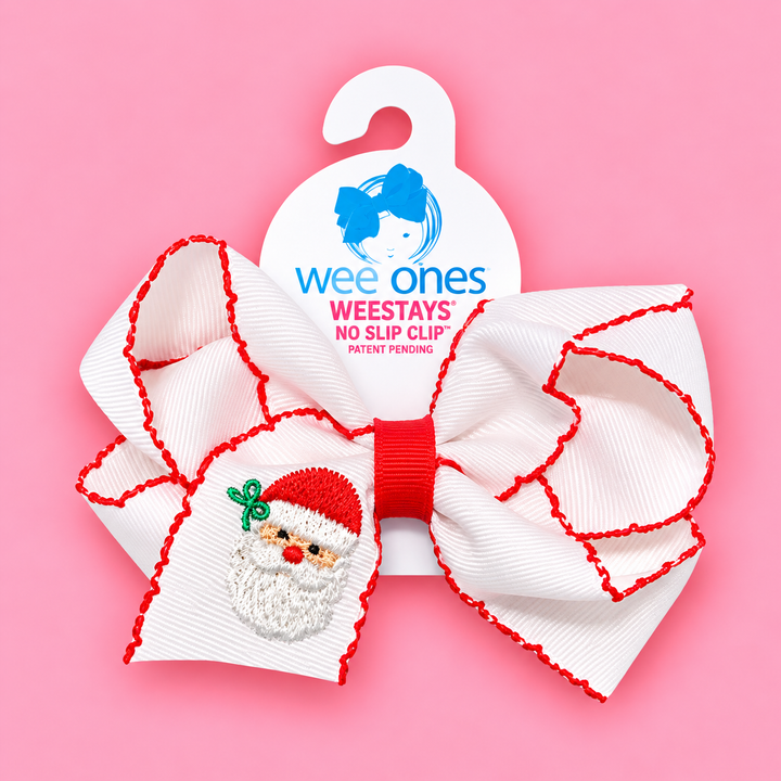 Wee Ones-Moonstitch Santa Embroidered Hair Bow