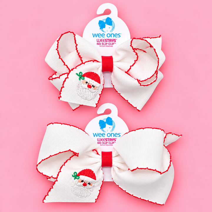 Wee Ones-Moonstitch Santa Embroidered Hair Bow