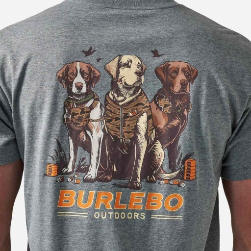 BURLEBO SHORT SLEEVE TEE - CAMO DUCK DOGS - DARK HEATHER GREY