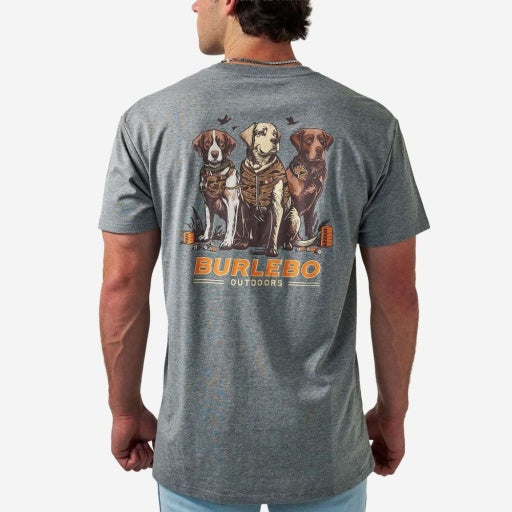 BURLEBO SHORT SLEEVE TEE - CAMO DUCK DOGS - DARK HEATHER GREY
