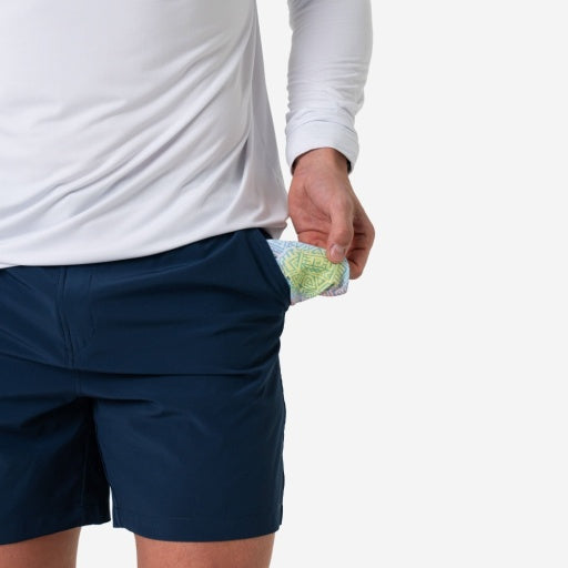 BURLEBO EVERYDAY SHORT - DEEP WATER NAVY MAYAN POCKET