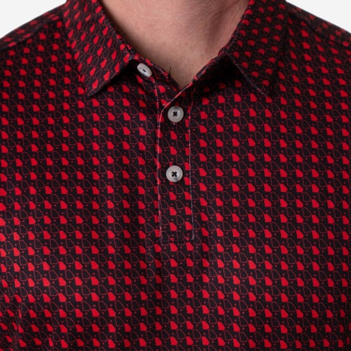BURLEBO PERFORMANCE POLO - GEORGIA BLACK & RED