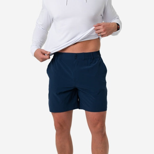 BURLEBO EVERYDAY SHORT - DEEP WATER NAVY MAYAN POCKET