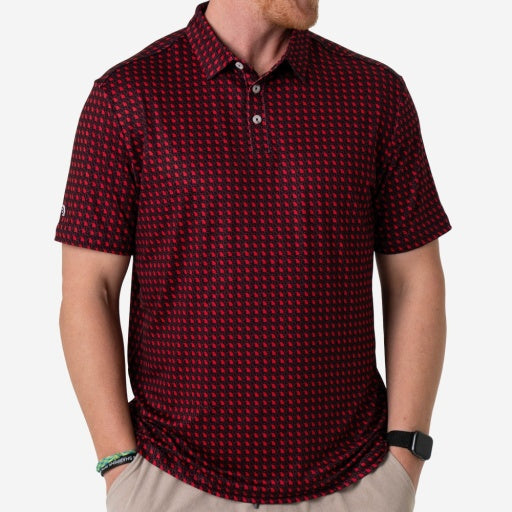 BURLEBO PERFORMANCE POLO - GEORGIA BLACK & RED