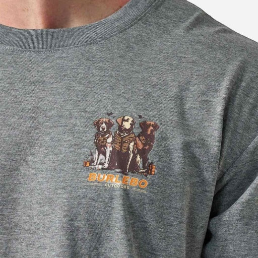 BURLEBO SHORT SLEEVE TEE - CAMO DUCK DOGS - DARK HEATHER GREY