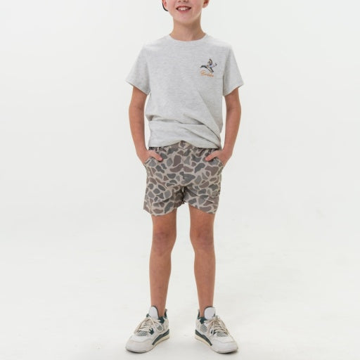 BURLEBO YOUTH EVERYDAY SHORT - CLASSIC DEER CAMO GREY POCKET