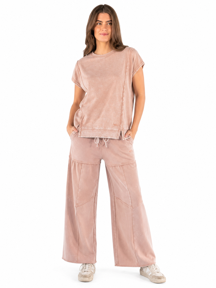 Simply Southern-Modal Jersey Tee & Mineral Wash Pant Set-Fawn