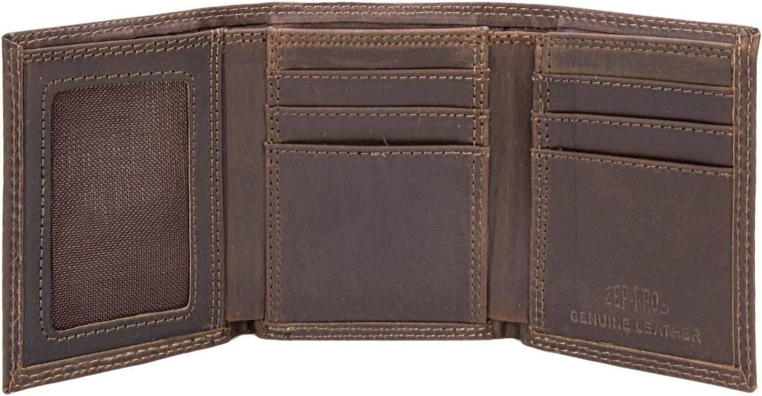 Zep-Pro Trifold Leather Wallet with Mallard Conche-Crazy Horse