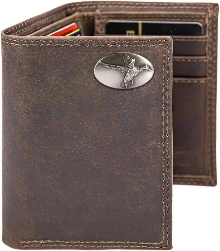 Zep-Pro Trifold Leather Wallet with Mallard Conche-Crazy Horse
