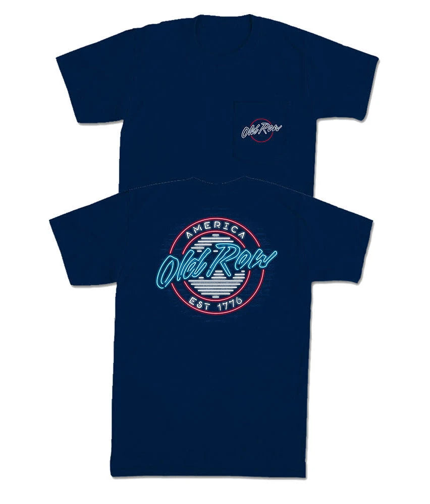 Old Row USA Neon Circle Logo T-Shirt - Navy (Bark)