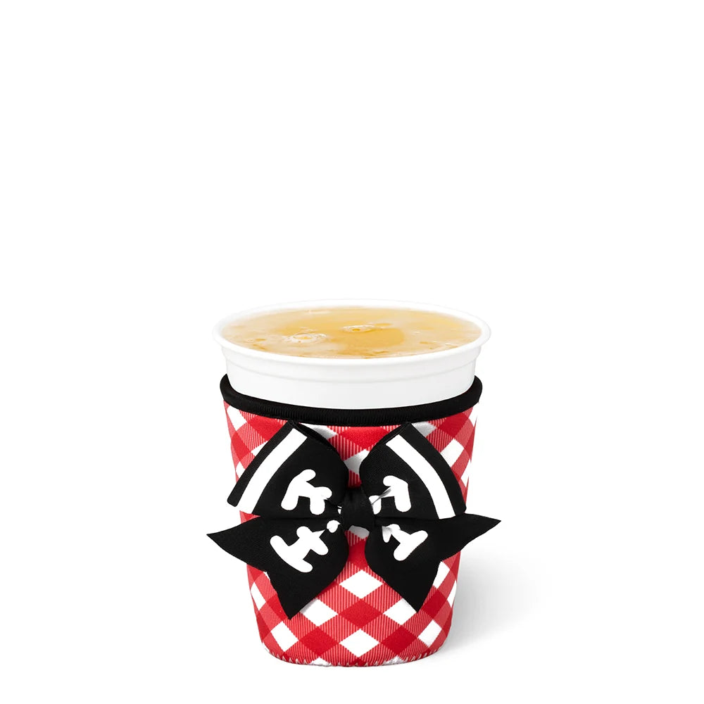 GAMEDAY GINGHAM RED +BLACK Small Iced Cup Coolie- (LH)