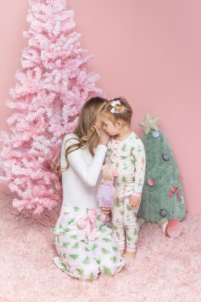 MudPie-CHRISTMAS TREE BOW PAJAMA SET-9months-5T