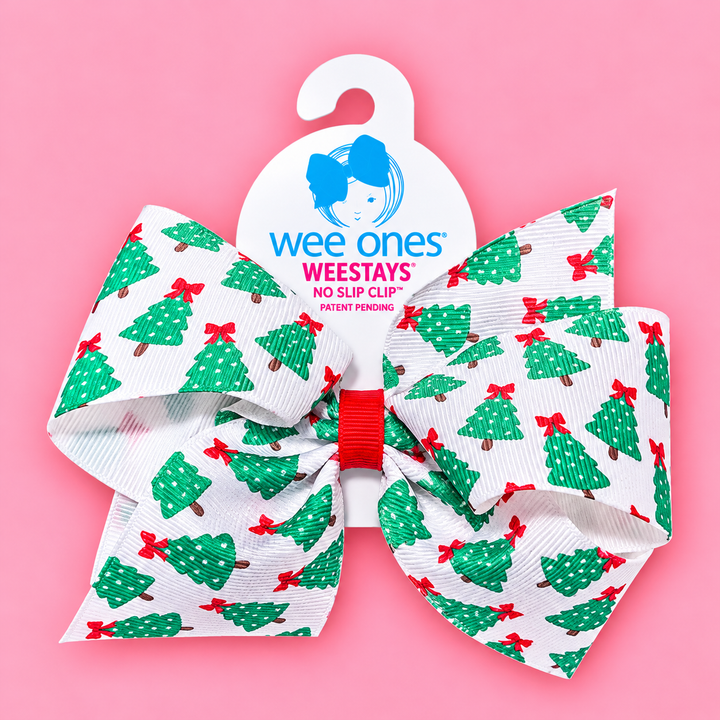 Wee Ones-Christmas Tree Print Hair Bow