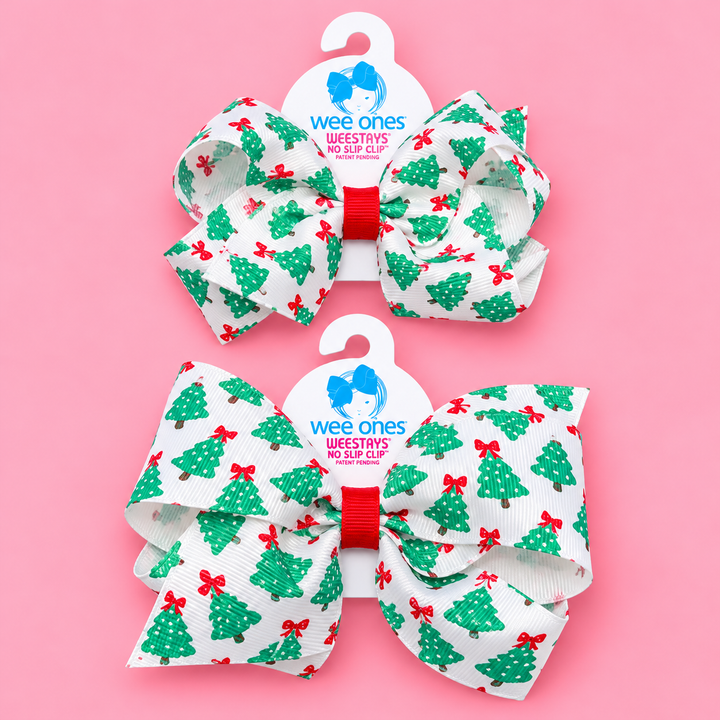 Wee Ones-Christmas Tree Print Hair Bow