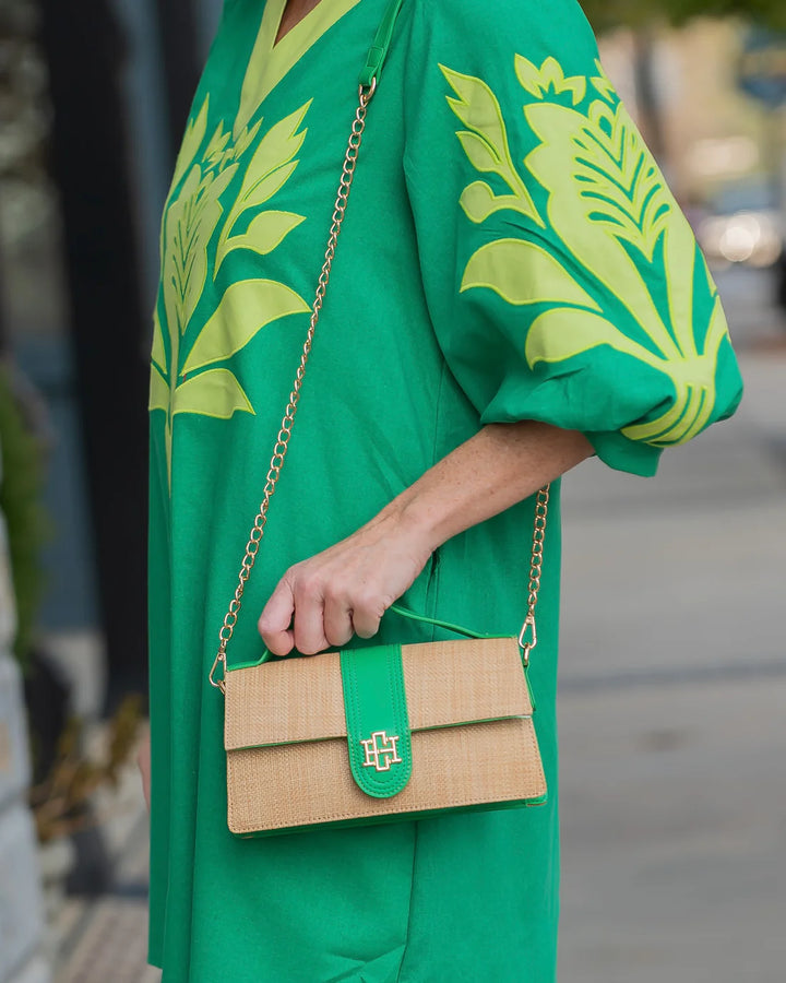 Caroline Hill-Waverly Clutch Natural Kelly Green