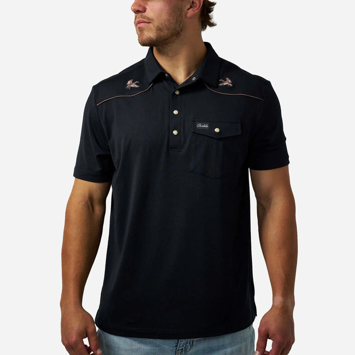 Burlebo-Pearl Snap Performance Polo - Mallards - Black