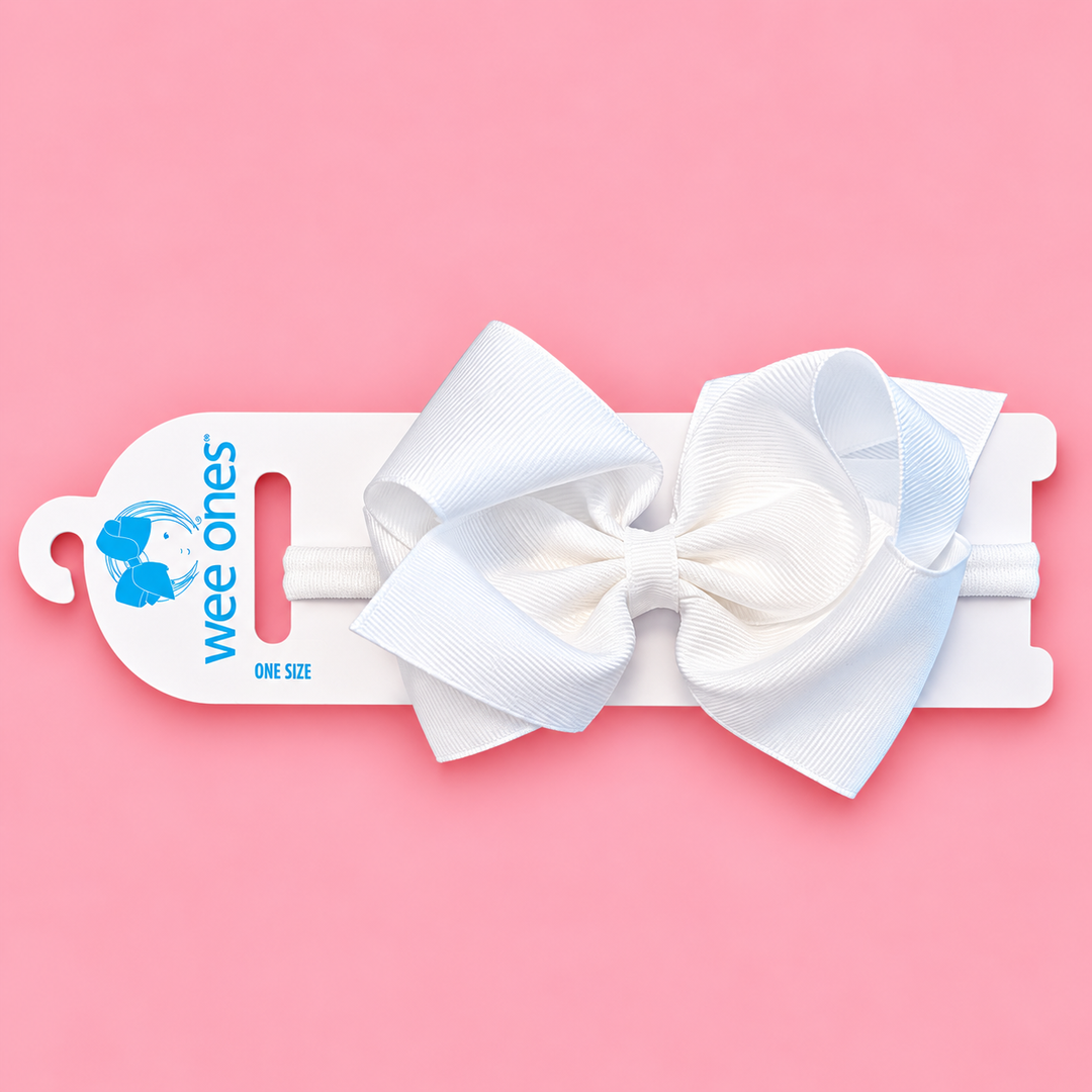 Wee Ones-Mini King Grosgrain Hair Bow on Baby Band